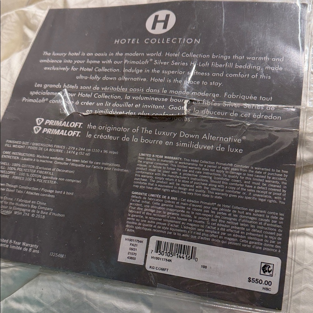 Hotel Collection
Primaloft Hi Loft Down Alternative Comforter. King - Picture 3 of 4